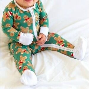Little Sleepies Gingerbread Man Bamboo Viscose Pajama Sleepsuit Kids Preemie